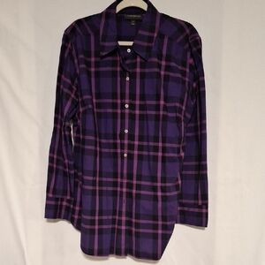 Lane Bryant Purple Checkered Shirt